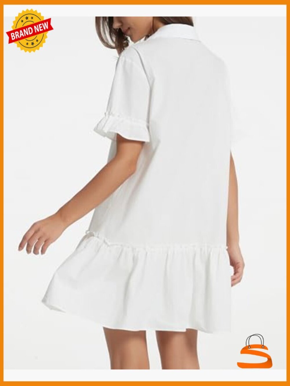 Drop Waist Ruffle Mini Dress with Pockets - Picture 5 of 7